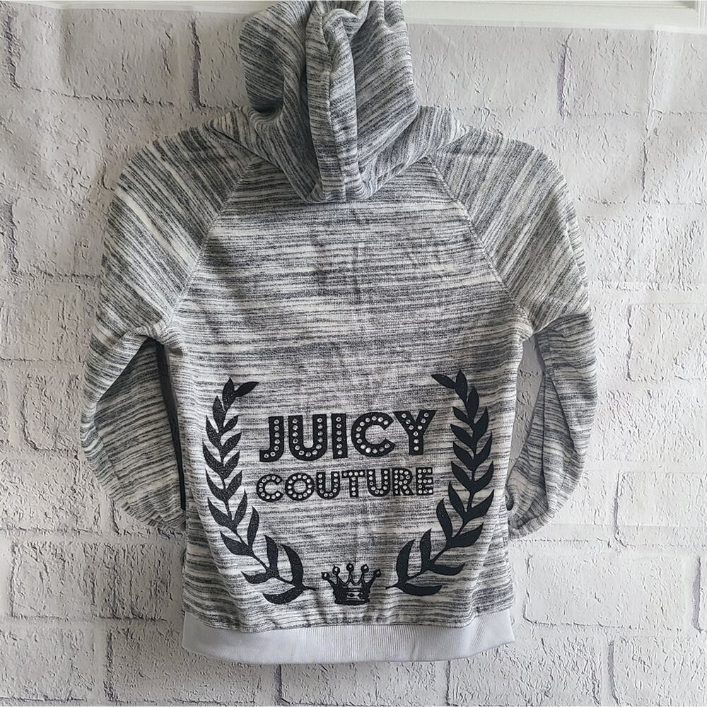 Juicy Couture Hoodie Gray Bedazzled Logo Retro Y2K Style Full Zip Sweatshirt XS